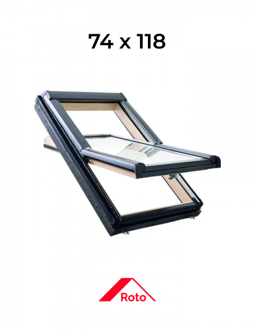 Окно мансардное дерево R45 H200 с термоблоком ROTO, 74*118 см