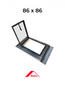 Люк кровельный (левый) дерево R27 с окладом EDZ ROTO, 86*86 см